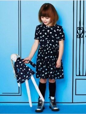 Marie Chantal Girls Flower Blouse & Skirt Set, Navy/Floral, 8Y